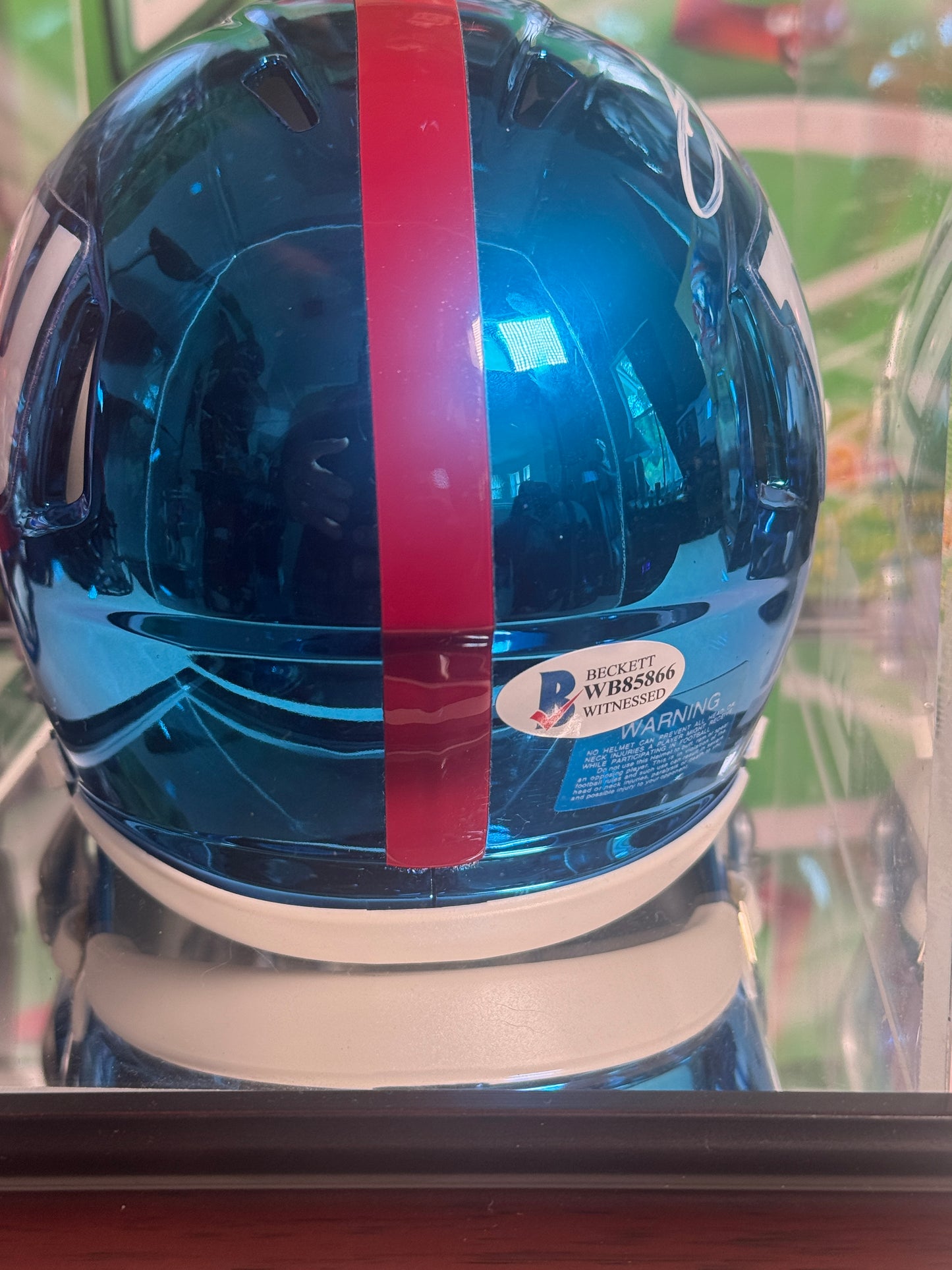 Saquon Barkley Signed Mini Helmet – Blue Chrome with Silver Visor – Beckett COA Included