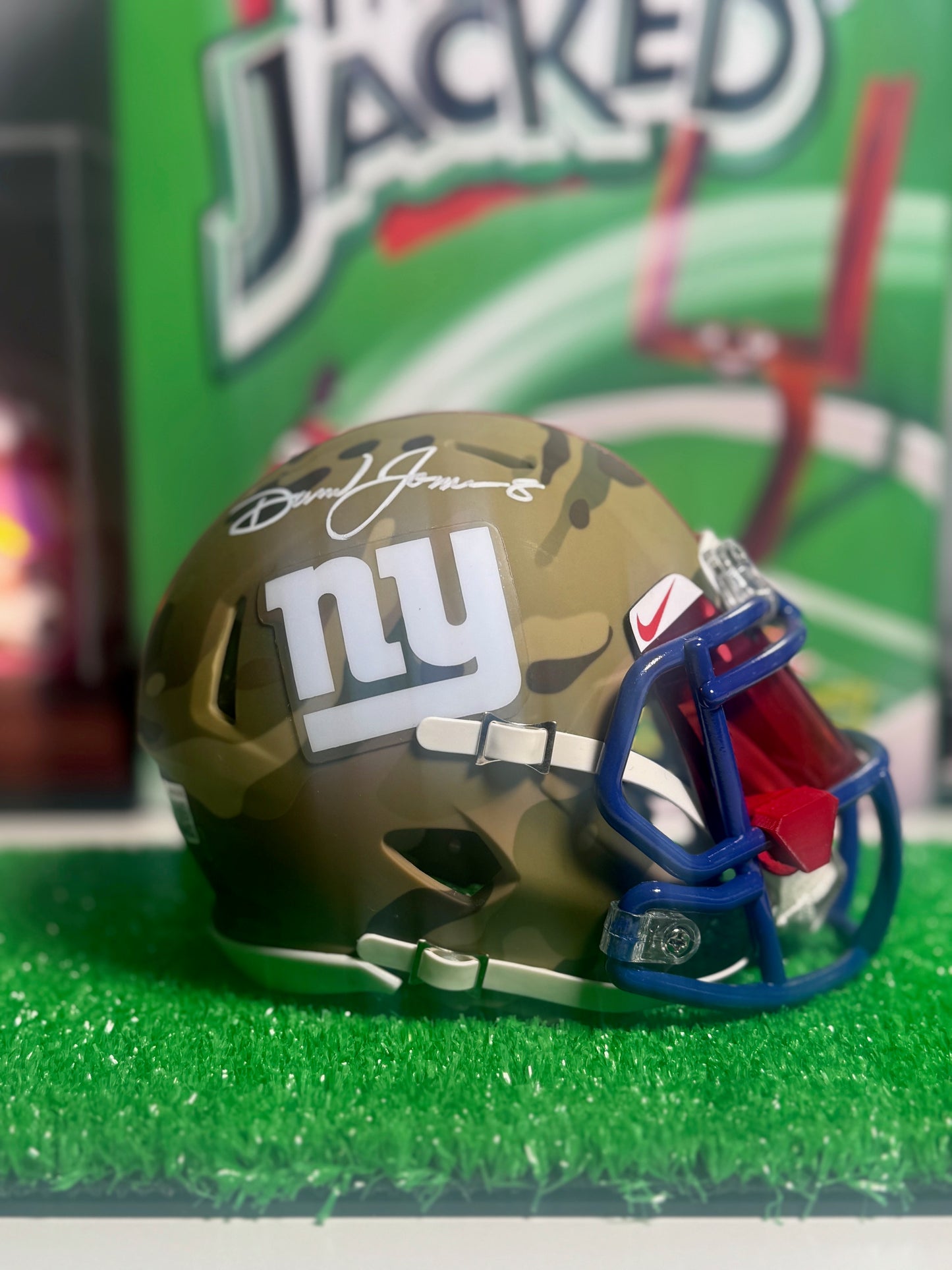 Daniel Jones New York Giants Autographed Camo Speed Mini Helmet
