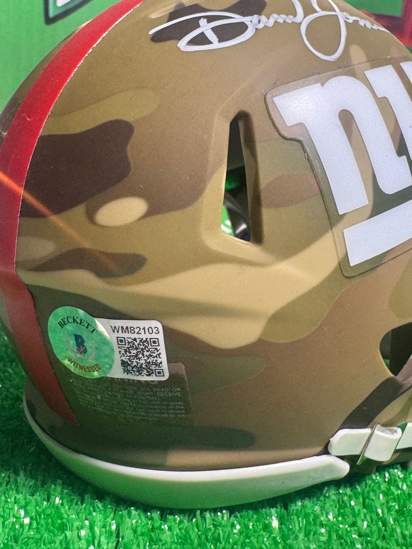 Daniel Jones signed mini helmet with COA