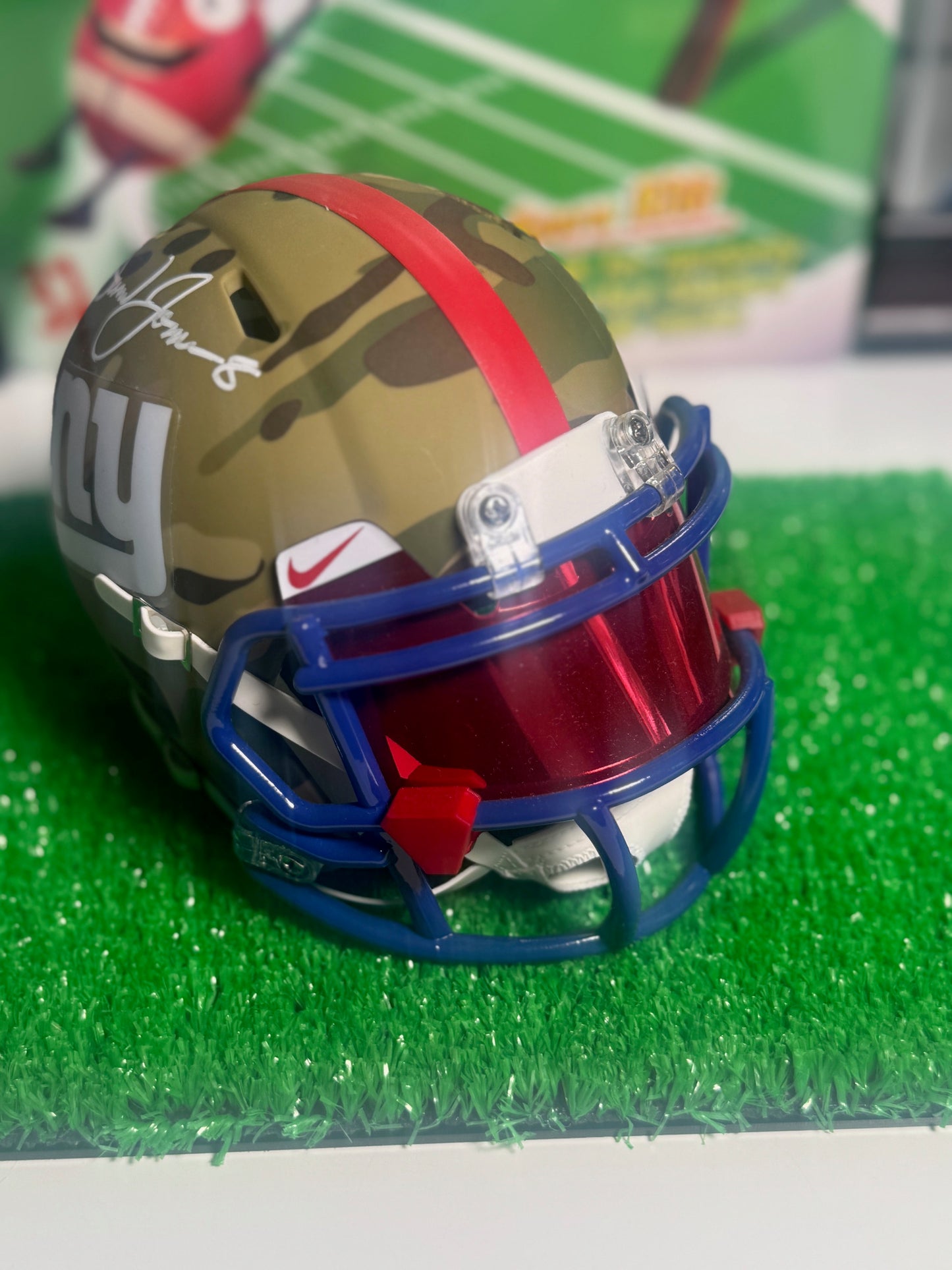 Daniel Jones signed mini helmet with COA Beckett TOP view