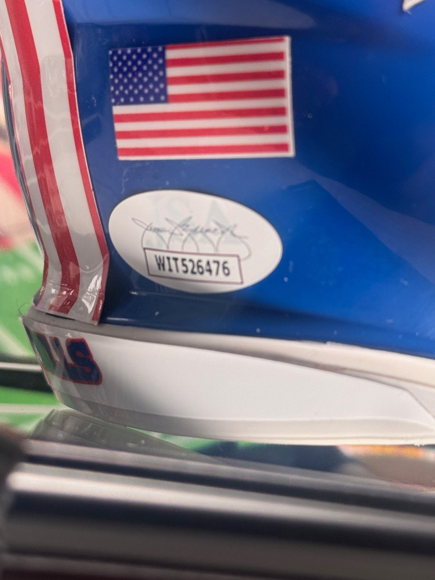 JSA Certificate of Authenticity included with Devin Singletary signed Bills mini helmet
