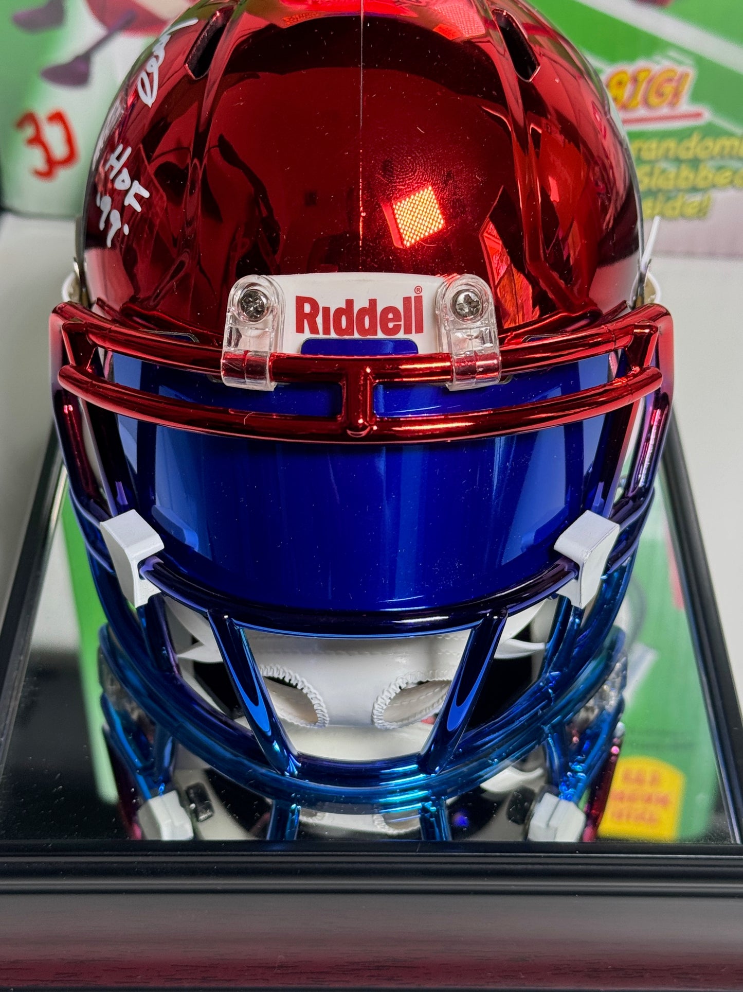 Lawrence Taylor Signed Mini Helmet – HOF ’99 Inscription – Beckett COA – Rare - Red & Blue Custom Design