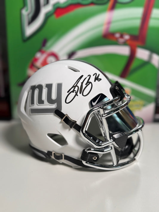 Saquon Barkley Signed Mini Helmet – Custom Matte White – Beckett COA Included