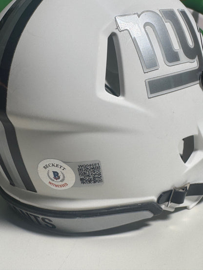 Saquon Barkley Signed Mini Helmet – Custom Matte White – Beckett COA Included