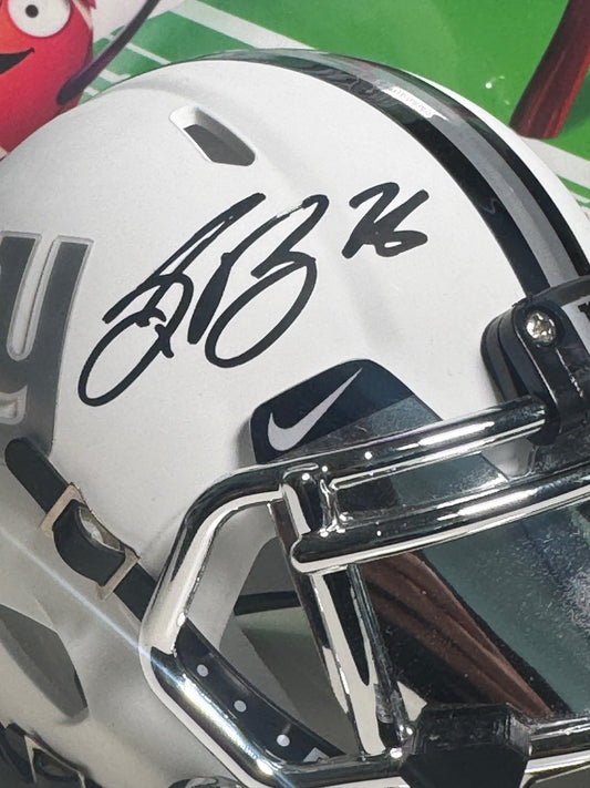 Saquon Barkley Signed Mini Helmet – Custom Matte White – Beckett COA Included